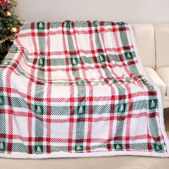 Gogreen Christmas Sherpa Fleece Twin Blanket for Couch Bed Sofa Adults -Soft and Warm Blanket for Winter, Thick and Fuzzy Throw Blanket (Twin - 60" x 80")