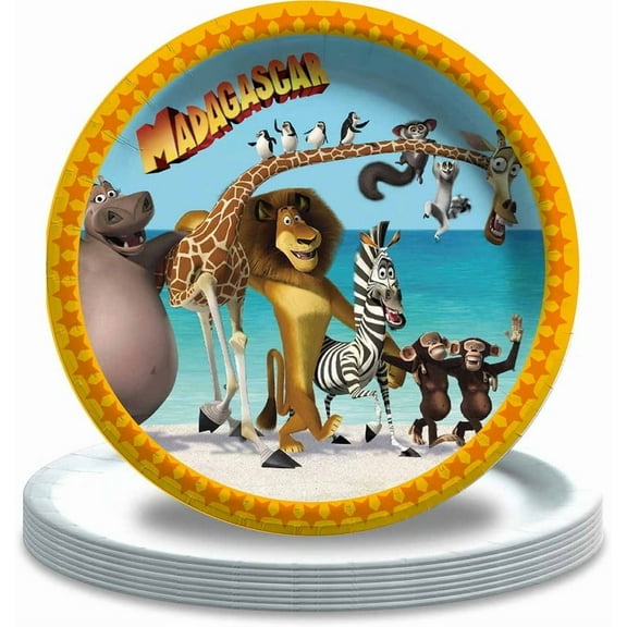 Madagascar Tableware Plates Party Supplies Birthday Decorations Disposable Dinnerware
