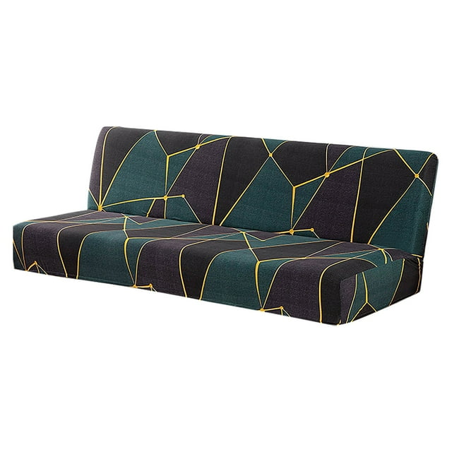 Deals Folding Sofa Bed Cover Solid Color Futon Armless Slipcover Polyester Elastic Fabric All Inclusive Cover Sofa Slipcovers