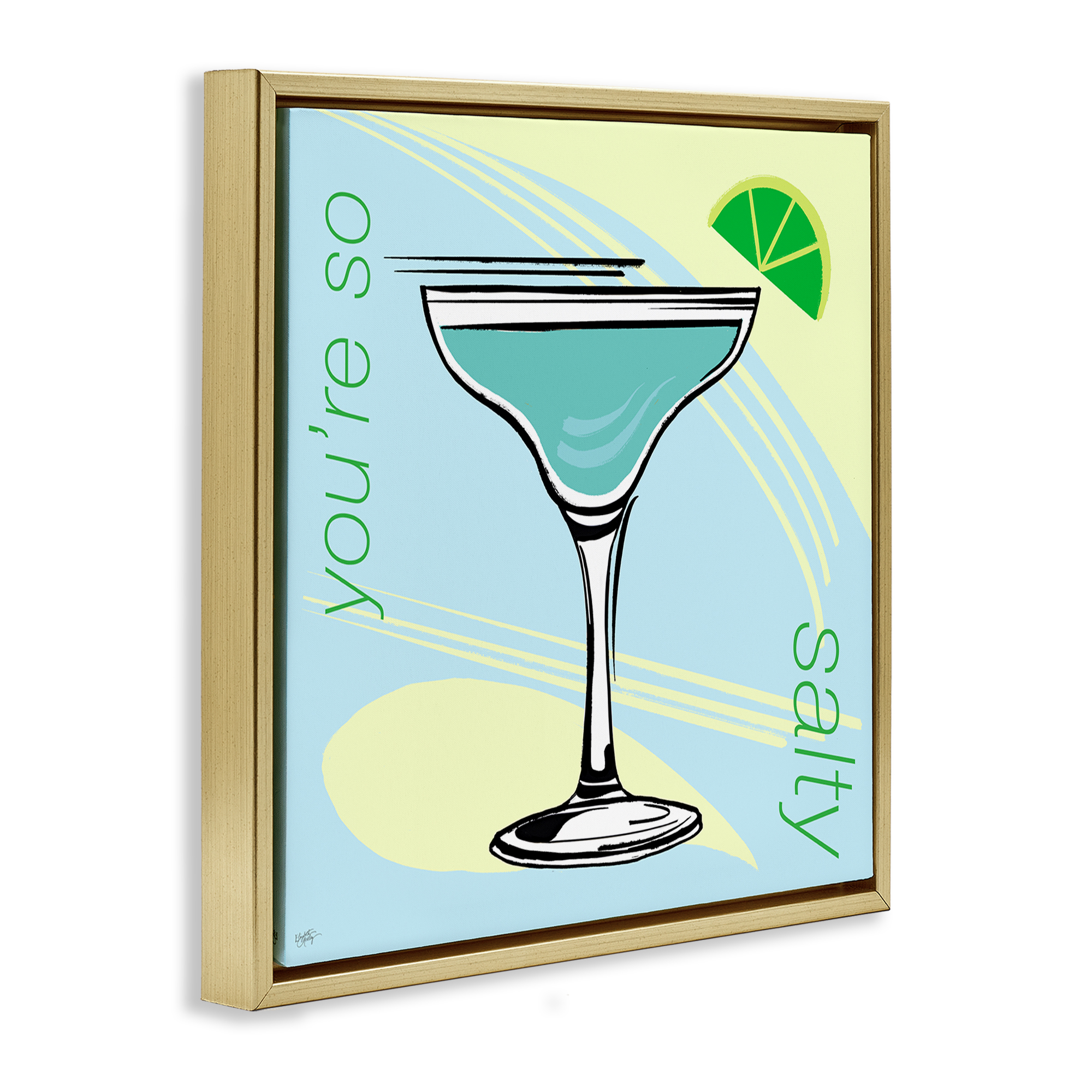 Stupell Industries You're So Salty Cocktail Food & Beverage Painting Gold Floater Framed Canvas Art Print Wall Art, 18 x 18