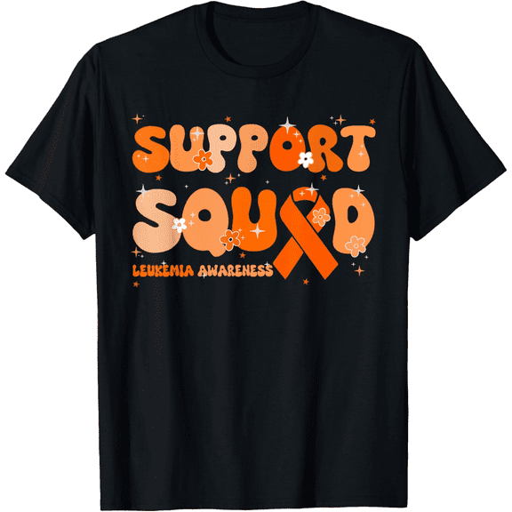 Support Squad Orange Ribbon Leukemia Blood Cancer Awareness T-Shirt