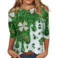 thumbnail image 2 of St Patricks Day Tops T-Shirt Blouse for Womens 3/4 Sleeve Shamrock Graphic Tee Blouse Pullover Crew Neck Tops Funny St Patricks Day Gifts Tshirt for Women, 2 of 5