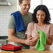 Dish Towels for Kitchen – 12 Pack, 100% Cotton Kitchen Towels Set, Dish Cloths for Washing Dishes, 15 x 25 Inches
