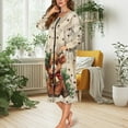 thumbnail image 2 of FKELYI Christmas Highland Cow Musical Note Print Women Zip Up Robe Nightgowns Comfy House Coats Full Length House Dress Long Sleeve Bathrobe with 2 Pockets Sleepwear, M, 2 of 6