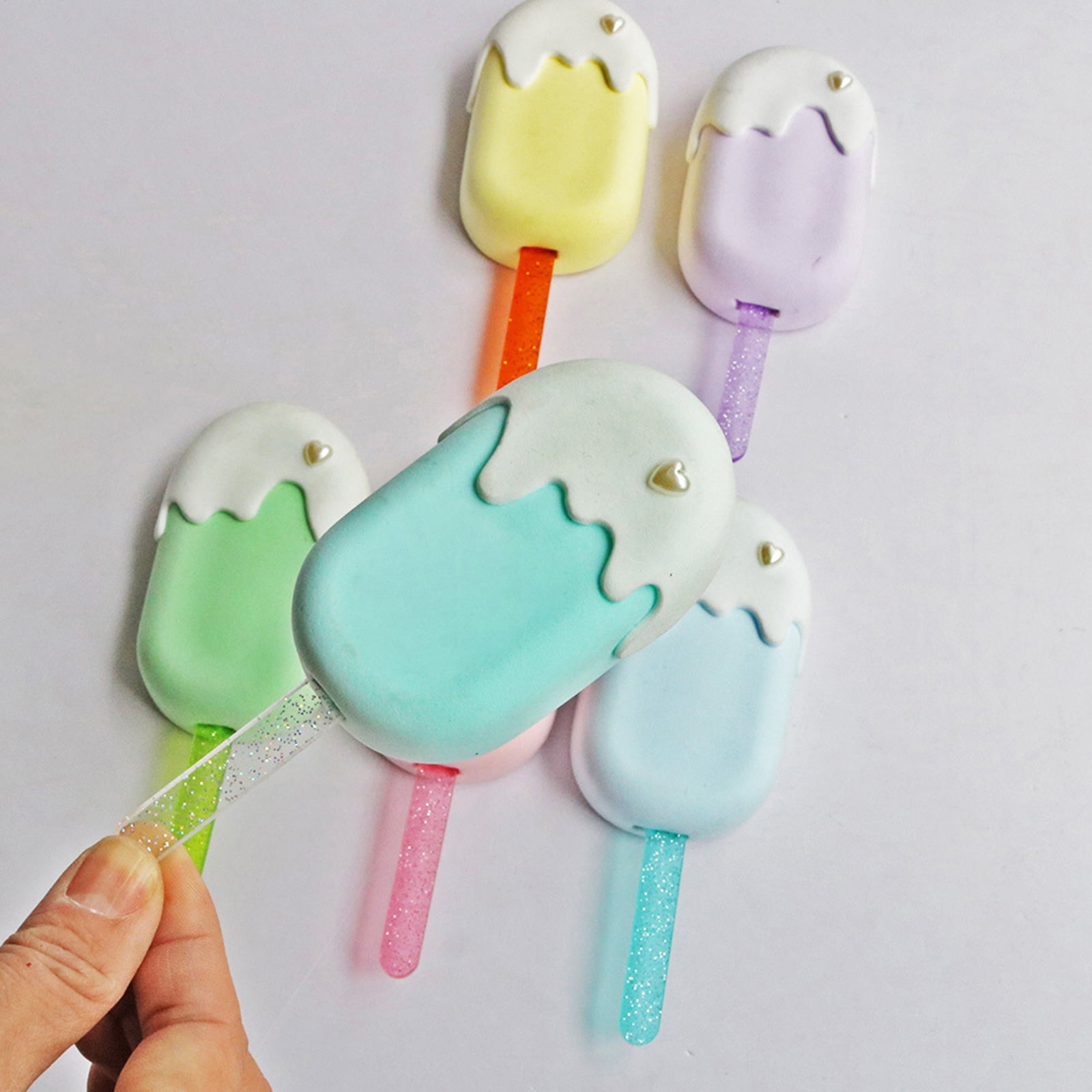 Set of 50 Acrylic Ice Cream Sticks Popsicles Stick Multicolor Ice Cream Tools Making Kitchen Accessories