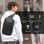 BANGE Unisex 11-Inch Separate Compartment Crossbody Bag, Lightweight Waterproof Commuter Bag(Black)