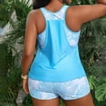 thumbnail image 6 of Women's Plus Size Two-Piece Bikini Set Split Swimsuit, Comfortable Swimwear for Beach, Pool, and Vacation, Ideal for Spring Break and Summer Activities Blue 3XL, 6 of 6
