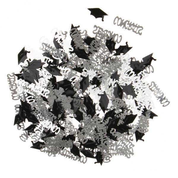 2x Plata Negro Tapa Confeti Decoración Graduación BLESIY Congrats Grad Table Confeti