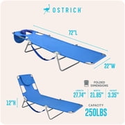 Ostrich The Original Chaise Beach Chair, Folding & Reclining Outdoor Lounger, Ocean Blue