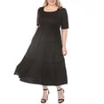 thumbnail image 2 of White Mark Women's Plus Size Square Neck Short Sleeve Tiered Maxi Dress, 2 of 6