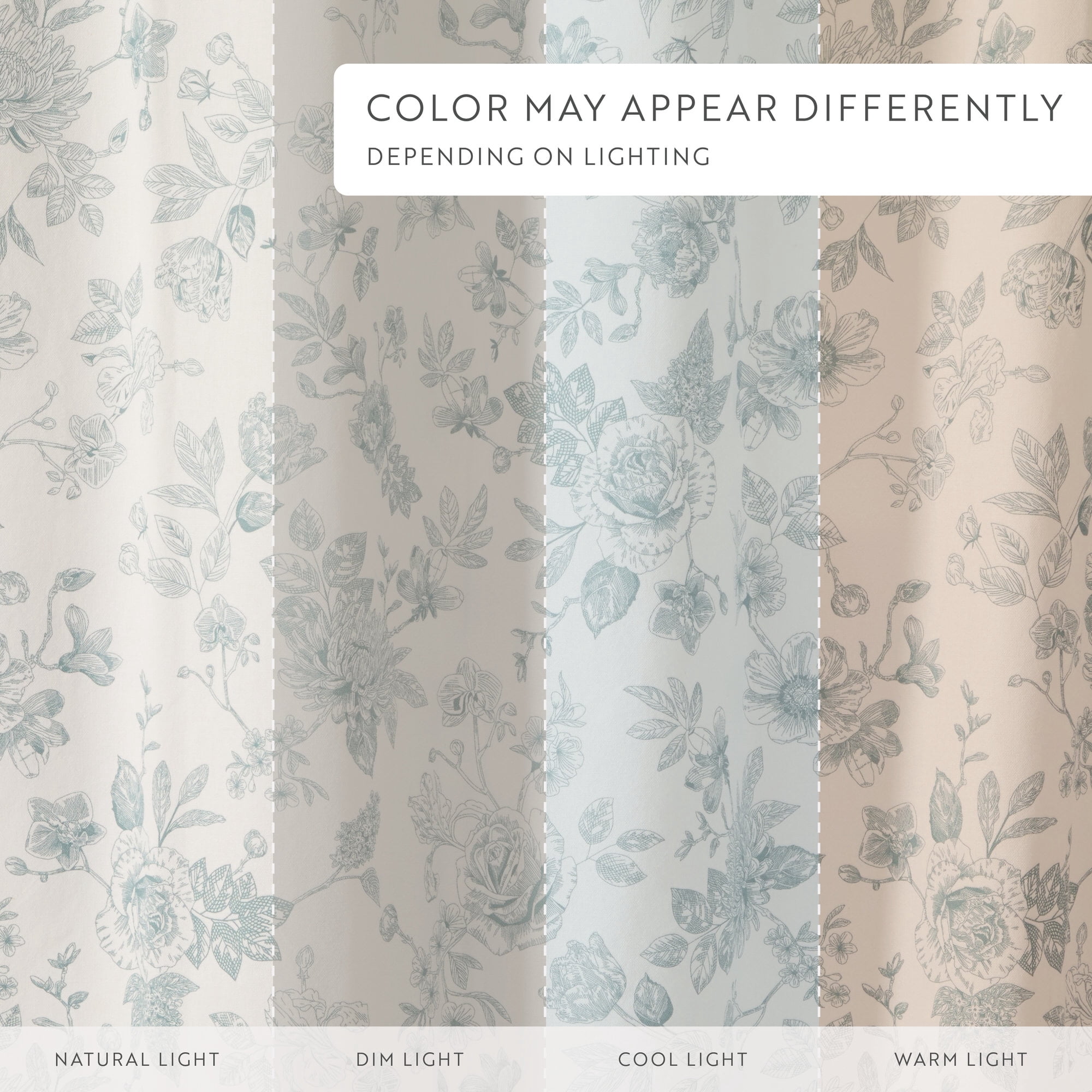 Cotton Blend Floral Print Shower Curtain by Comfort Canopy, 72" x 72", Light Blue Vintage