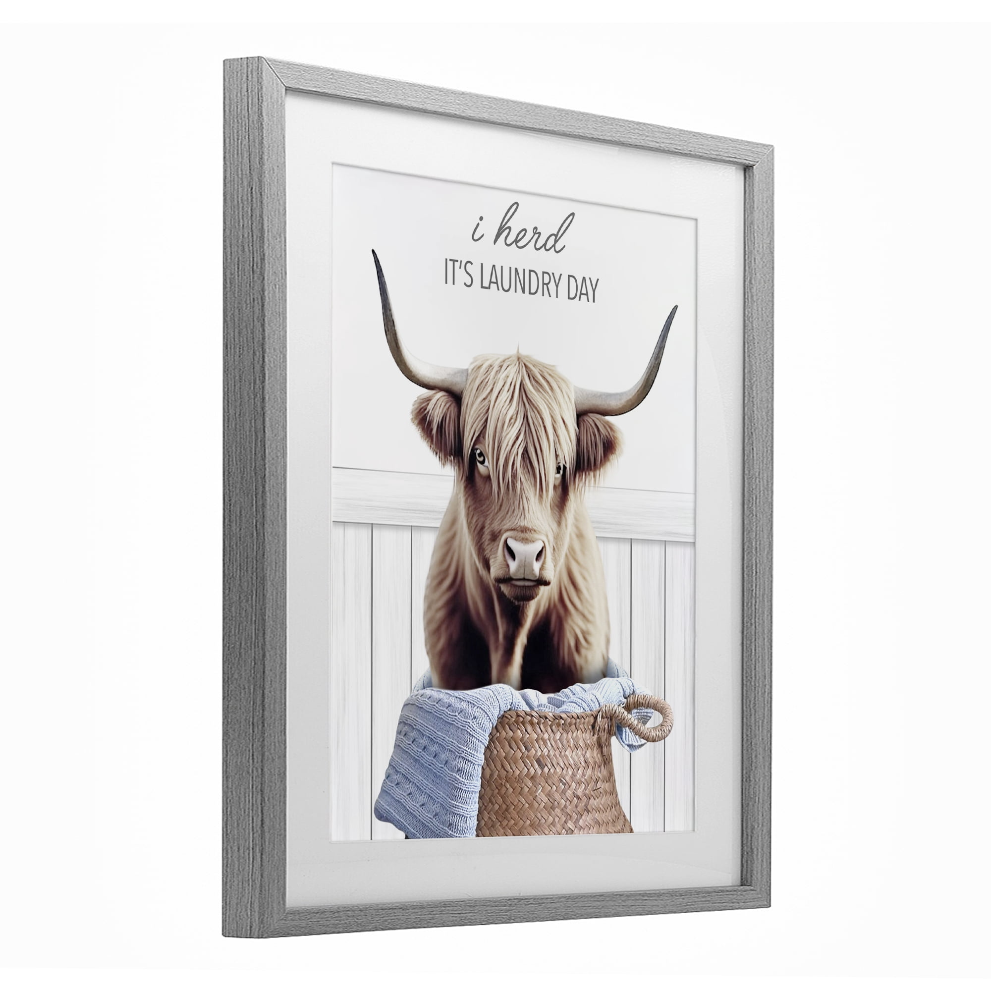 Herd It's Laundry Day Gray Framed Print Under Glass, design by Marcus Prime