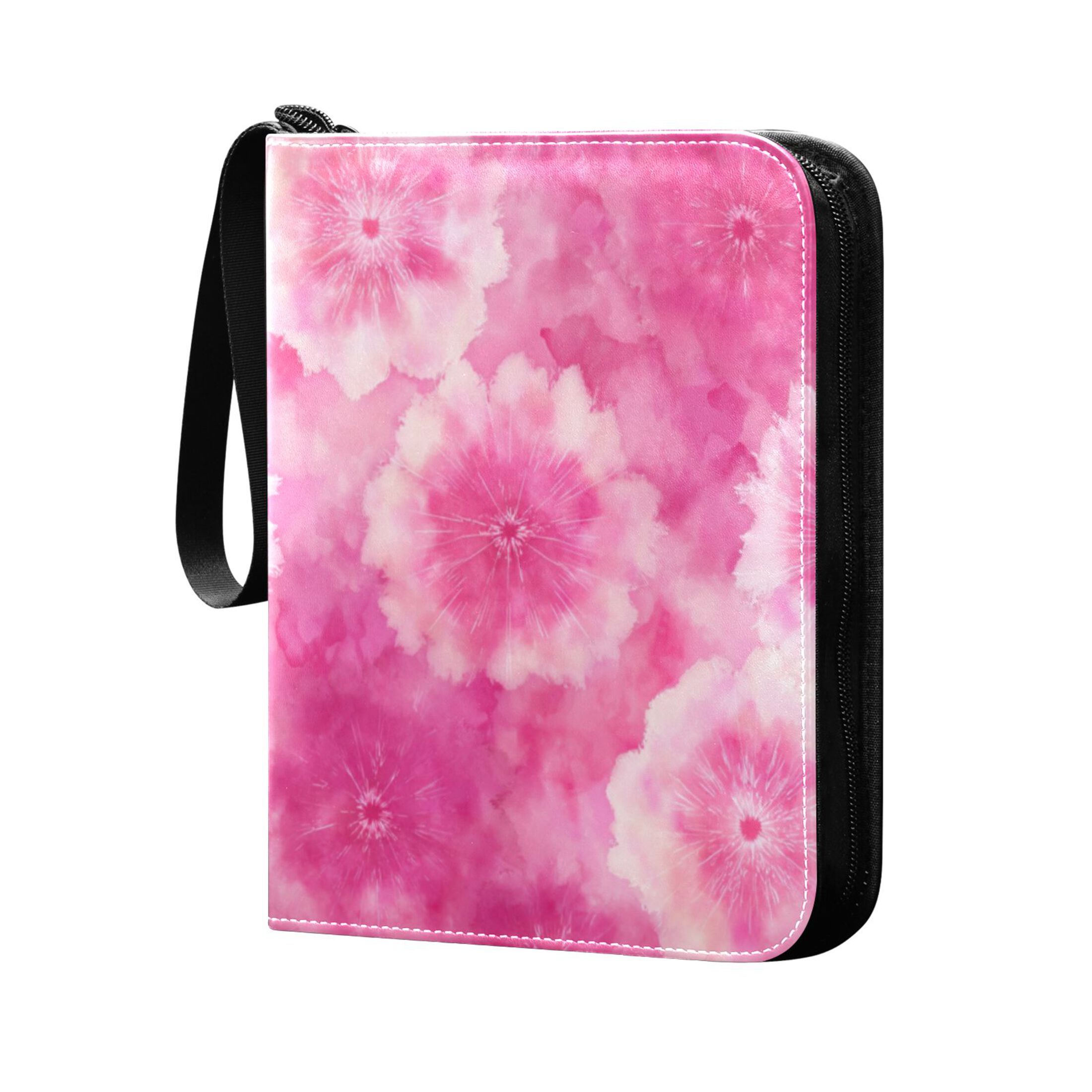 Game Card Storage Bag Collectible Trading Card Albums The 4-Pocket Card Binder With 50-Page Sleeve Can Hold 400 Game Cards Pink Pattern Beautiful