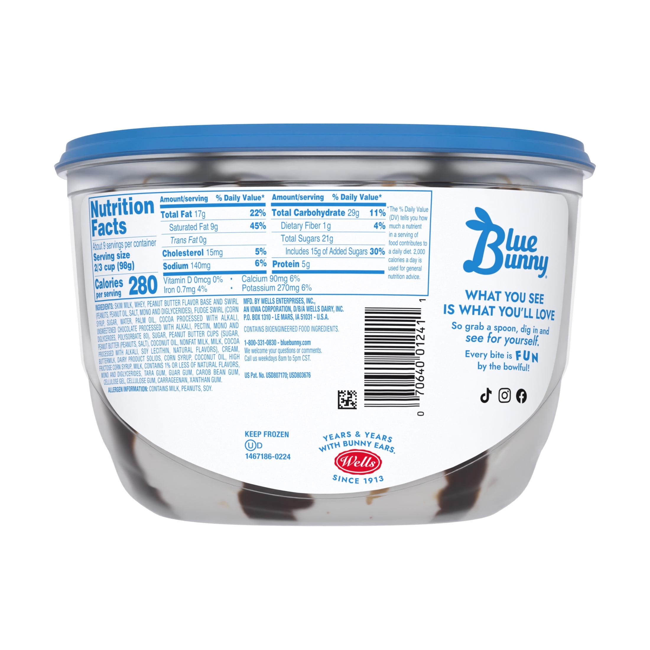Blue Bunny Peanut Butter Party Premium Frozen Dessert, 46 fl oz