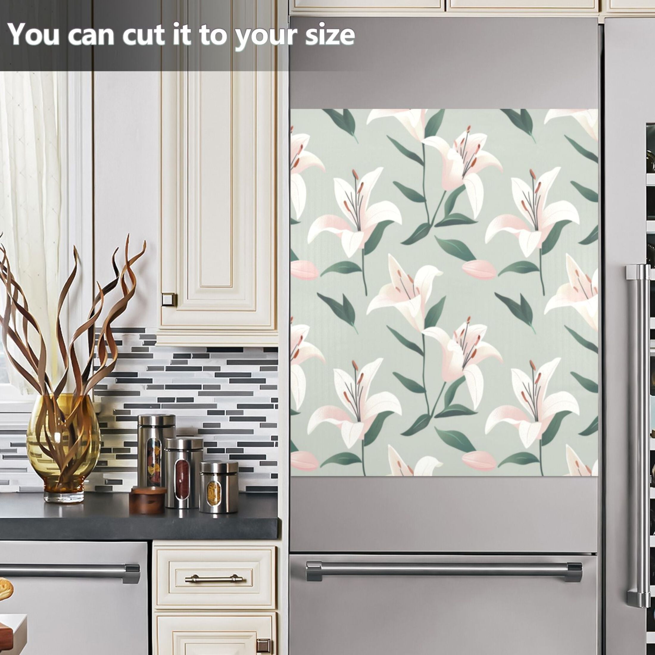 Dishwasher Magnetic Sticker 23x26 Inch Refrigerator Magnetic Sticker Washing Machine Magnetic Sticker Kitchen Panel Magnetic Sticker Home Decor Cartoon White Lily