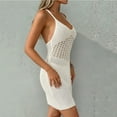 thumbnail image 6 of Women's V-Neck Lace-Up Backless Hollow Knit Beach Cover Up Dress for Summer Vacation, 6 of 8