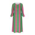 thumbnail image 5 of Dresses for Women Printed Casual Long Sleeve V-Neck Stripe Dress with Pockets, 5 of 5