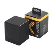 Vault X Trading Card Toploading Deck Box, 80+ sleeved cards, Premium Exo-Tec Material, Card Holder Storage Box, Magnetic Lid, for MTG Commander, TCG (Black/Yellow)