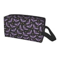 thumbnail image 2 of Goofa Bat Purple Printed Toiletry Bag with Handle,Large Capacity Travel Makeup Cosmetic Bag for Women, Carry on Airport Airline Compliant Bag, 2 of 9