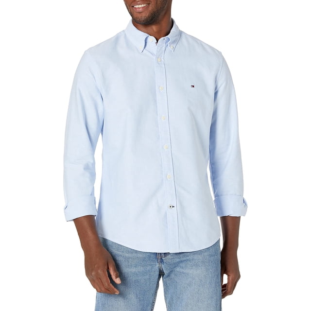 Camisa Oxford para hombre Tommy Hilfiger, corte personalizado, azul X S