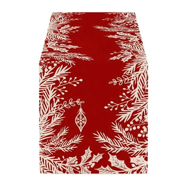 Elodie Christmas Table Runner Cover Cloth Xmas Dining Tablecloth Decoration Home Party Leaves