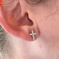 thumbnail image 2 of 1.20Ct Round Cut Lab Created Diamond Cross Stud Earrings 14K White Gold Plated, 2 of 3