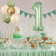 thumbnail image 4 of Set de globos FunHot, 40 cm, verde salvia, número 1 con globos, 4 of 7