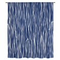 thumbnail image 2 of Vintage Wave Lines Sheer Curtains 54 Inches Long, Classic Minimalist Striped Navy Blue Light Filering Curtains, Breathable Simi Curtain Privacy Drapes for Kitchen Bathroom Small Window Treatment, 2 of 9
