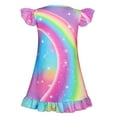 thumbnail image 3 of WIBACKER Toddler Girls Nightgowns 3-9 Years Flutter Short Sleeves Nightdress Little Kids Sleepwear Unicorn Pajamas, 3 of 11