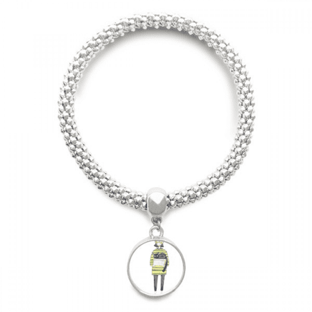 Miaoji Painting Cat Meganekko Girl Sliver Bracelet Pendant Jewelry Chain Adjustable Bangle