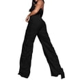 thumbnail image 4 of Gibobby Pantalones de trabajo para hombre Pantalones cargo Mujer Ropa holgada de ajuste relajado Pantalones de mezclilla negros Cintura alta Cremallera(Negro,M), 4 of 5