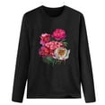 thumbnail image 4 of Pompotops T-shirt Décontracté Imprimé pour Femmes Col Rond Manches Longues Blouse, 4 of 7