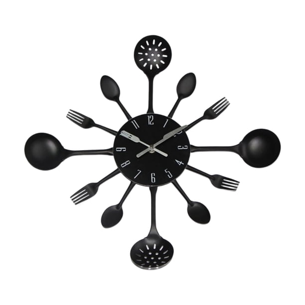 Reloj de pared de hierro Naiovety 3D Extraíble Estilo moderno color negro