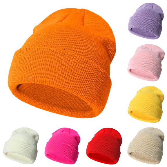 Krdevn Ribbed Kids Knit Beanie Soft Stretchy Thermal Warm Winter Cap Unisex Fit for Toddler Boys Girls Cold Weather Daily Outdoor Wear