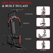 Yeshouse 400 lb Home Gym Machine, Full Body Workout Station with Pulley System, Fits 1 & 2 Plates (Plates Not Included)