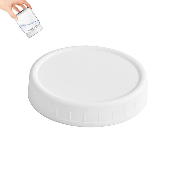 White Mason Jar Lids - 1PCS Plastic Mason Lids Regular Mouth, Leak Proof Canning Covers with Silicone Rings for Ball, Kerr and More, Reusable Can Tops Caps Covers for Jars Accessories