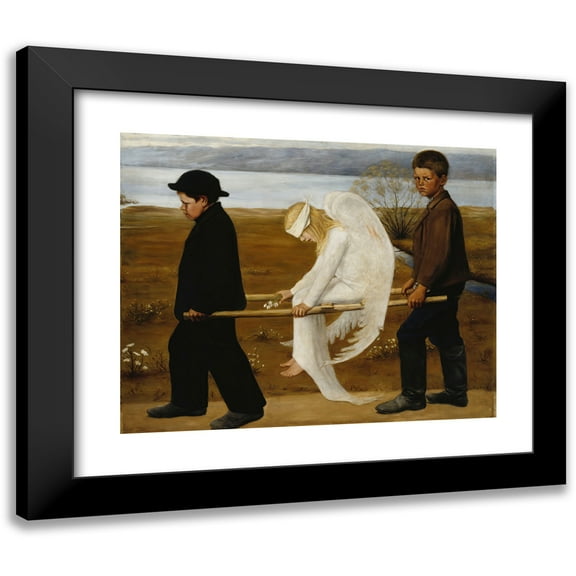 Hugo Simberg 14x12 Black Modern Framed Museum Art Print Titled - The Wounded Angel (1903)