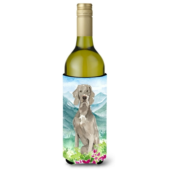 Carolines Treasures CK2517LITERK Mountian Flowers Weimaraner Wine Bottle Beverage Insulator Hugger  Wine Bottle