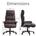 thumbnail image 4 of Big and Tall Office Chair 400lbs, Heavy Duty Office Chair with Extra Wide Seat, High Back Executive Desk Chair with Adjustable Lumbar Support Flip UP Arms Ergonomic Computer Chair, Brown, 4 of 7