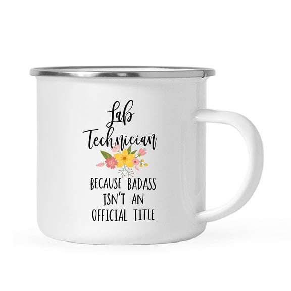 Koyal Wholesale 11oz. Stainless Steel Campfire Coffee Mug, Lab Technician Because Badass Isn't an Official Title, 1-Pack