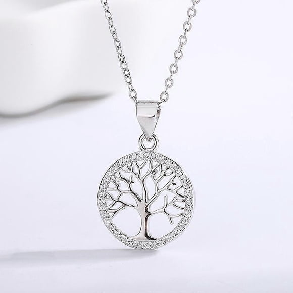 Tree of Life Necklace Women Silver with Gift Wrapping, Tree of Life Pendant Jewelry Gift for Valentine's Day Christmas BirthdayWhiteWithout chain