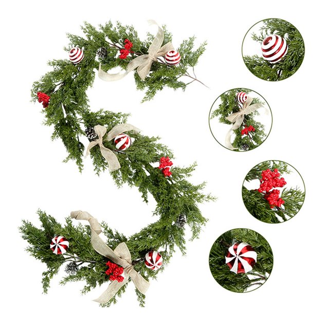 78 Inch Cedar Garland Extra Full Realistic Greenery Staircase Home