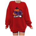 thumbnail image 1 of KIHOUT Chandails en Molleton pour Femmes Imprimé Citrouille Pull Ample Graphique Manches Longues Épaules Tombantes Col Rond Surdimensionné Mignon Automne Hiver Halloween Sans Capuche, Taille S-2TG, 1 of 3