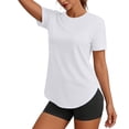 thumbnail image 2 of Coorders Women's Athletic Shirts,Womens Crew Neck Casual Quick Dry Wicking Moisture Running T-Shirts, Women's and Women's Plus White,Size S-3XL, 2 of 9