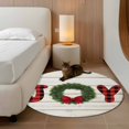 thumbnail image 3 of Christmas Wreaths Round Rug 3ft Washable Circle Entryway Rugs Non Slip Winter Bow Plaid Farmhouse Wooden Grain Area Rug Indoor Floor Carpet for Bedroom Kitchen Living Room Office Dining Room Nursery, 3 of 8
