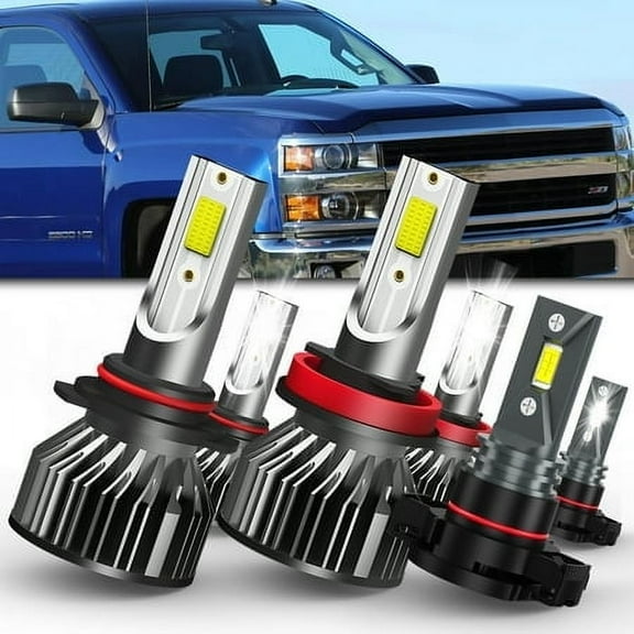 QIPEIZSP Fit for For Chevrolet Silverado 2500 HD 2007-2020 LED Headlight Bulbs ,9005 High Beam  H11 Low Beam & 5202 Fog Light Bulbs 6000K Xenon White Pack of 6
