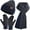 Navyblue-1, variant on FZ FANTASTIC ZONE Men Women Winter Knit Hat Beanie Long Scarf Set Touchscreen Gloves Neck with Fleece Lined,Black