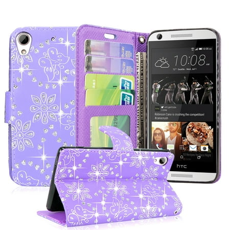 HTC Desire 626 Case, HTC Desire 626s Case, Cellularvilla [Stand Feature] [Slim Fit] Wallet Case, PU Leather Flip Cover [3 Card Slots] [Wristlet] For HTC Desire 626 / Desire 626S (Purple
