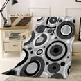 thumbnail image 3 of Fleece Blanket Modern Circle Gray Black White Blankets, Soft Cozy Warm Flannel Throw Blanket, Abstract Geometric Art Blanket for Bed Couch Sofa,40x60In, 3 of 9