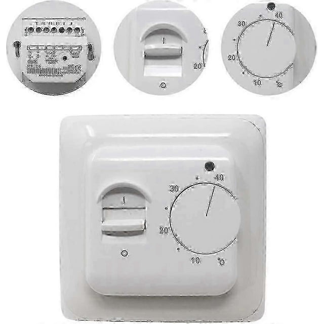Manual Underfloor Heating Thermostats 220v 16a, Electric Underfloor Heating Controller Mechanical Room Thermostat With Floor Sensor Probe 1pc